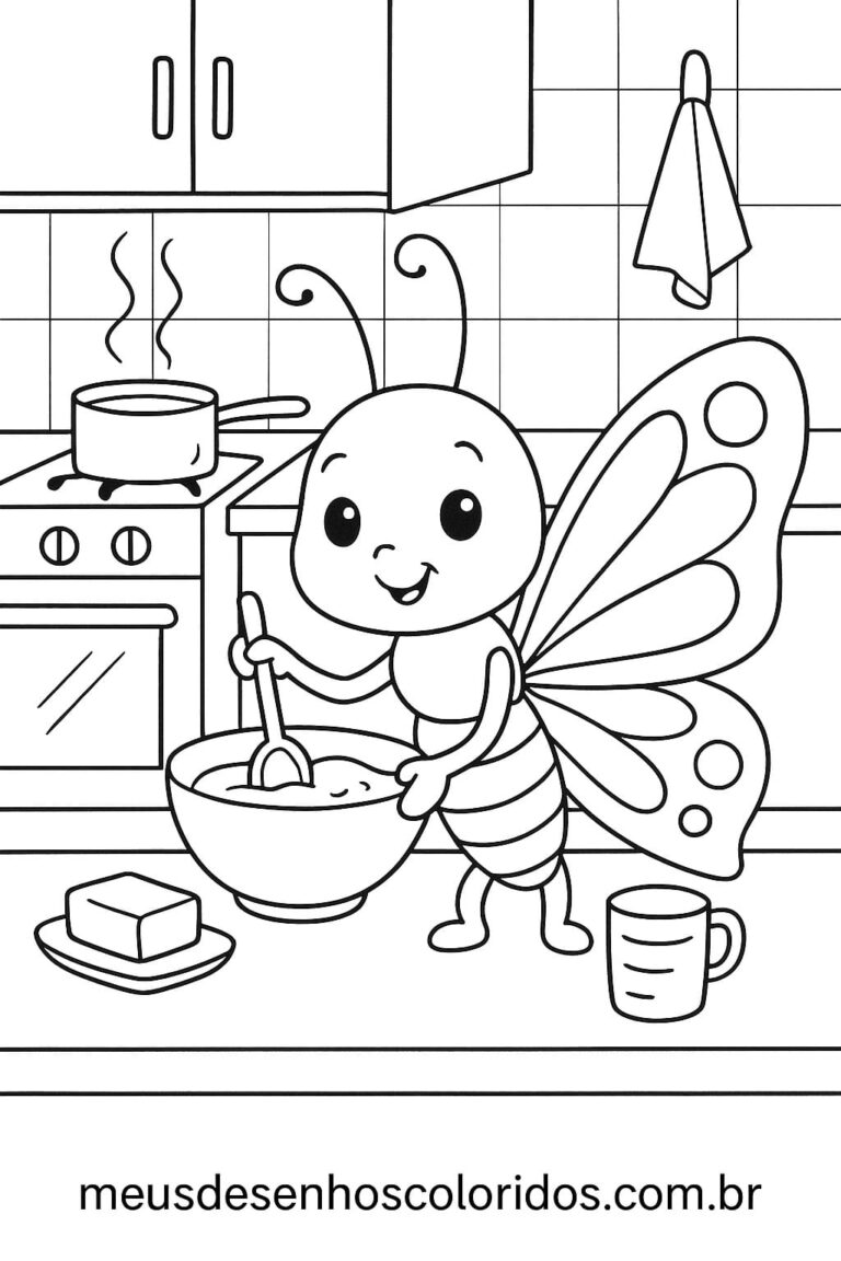 desenho de borboletinha na cozinha para colorir