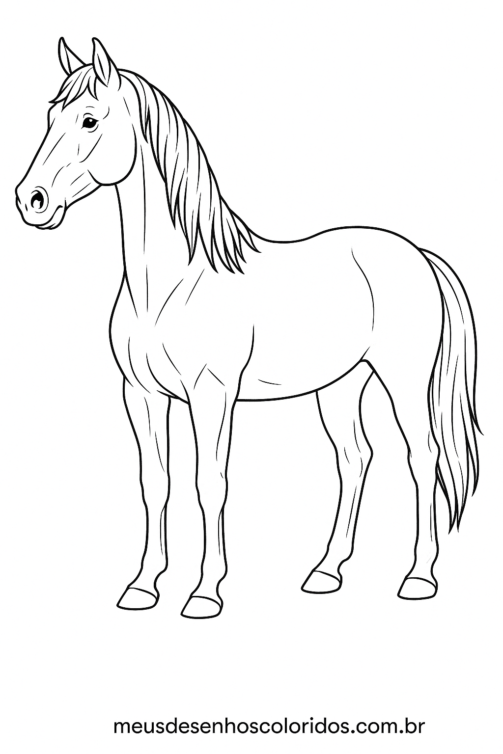 Cavalo realista para colorir – desenho gratuito em alta resolução A4