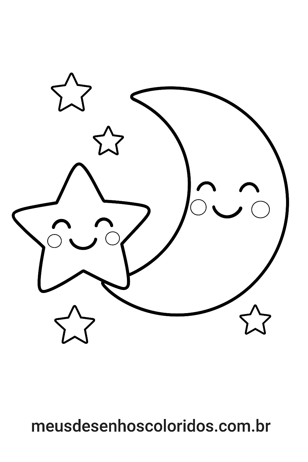 estralinha e lua para colorir