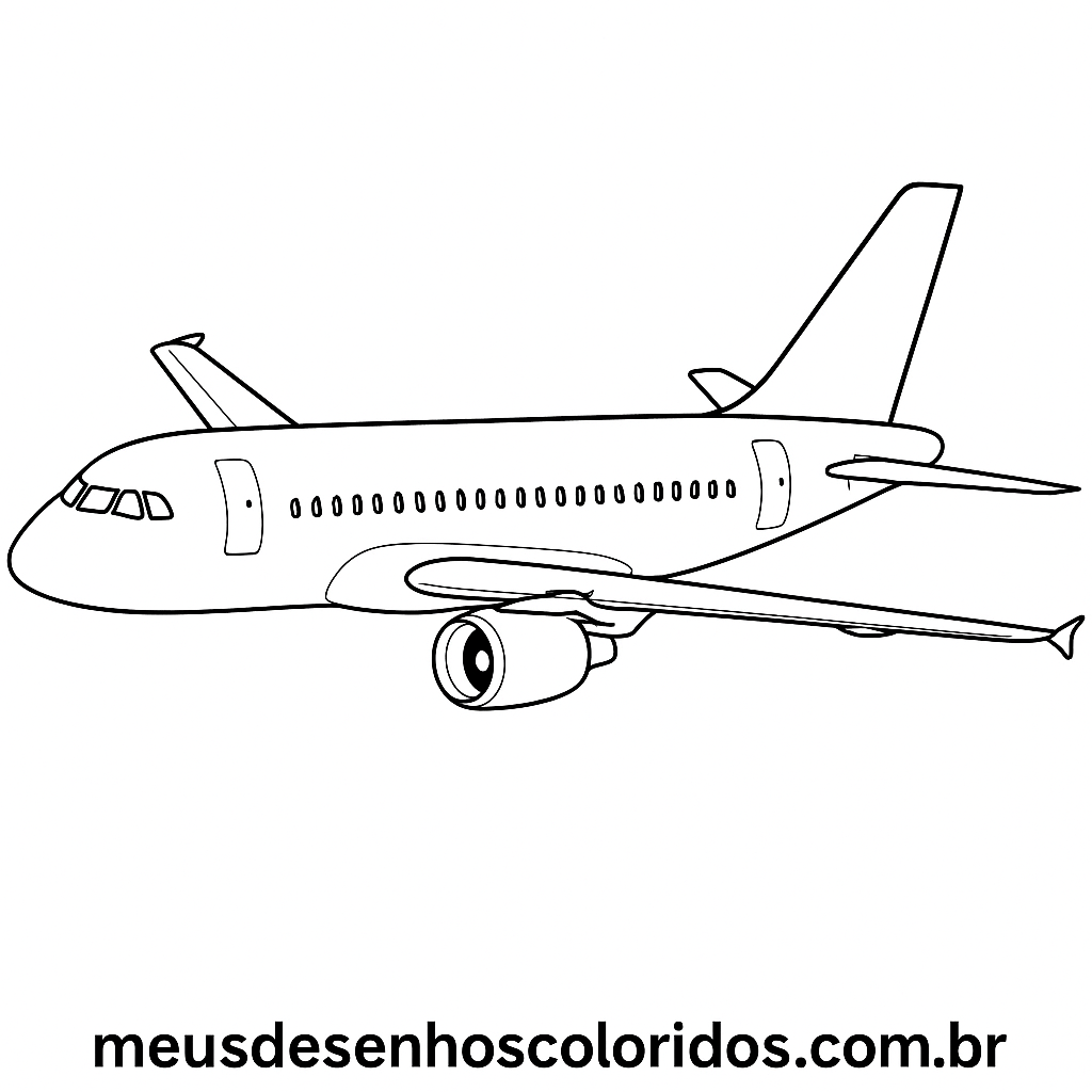 avião realista para colorir