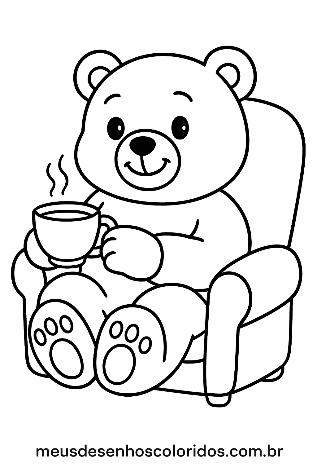 desenho de ursinho tomando chá
