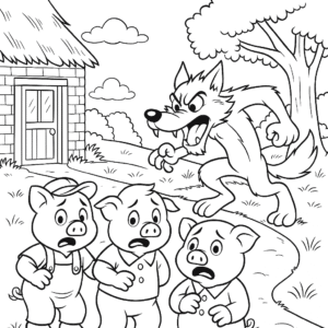 Desenho para colorir dos Três porquinhos e o lobo mau - Meus Desenhos ...