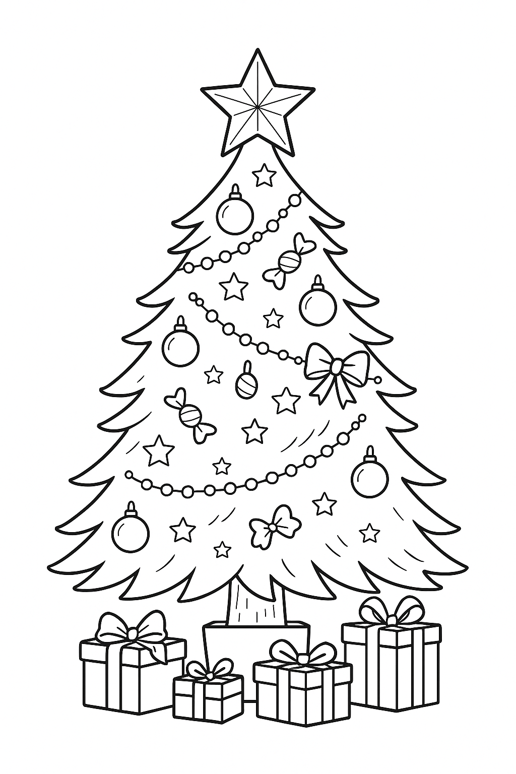desenho de árvore de natal para colorir