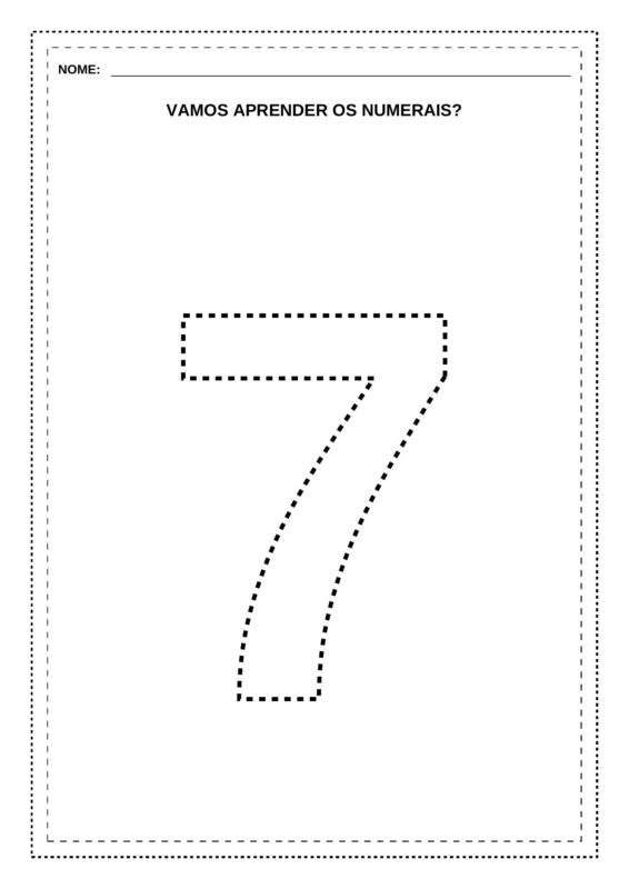 número 7 pontilhado para imprimir