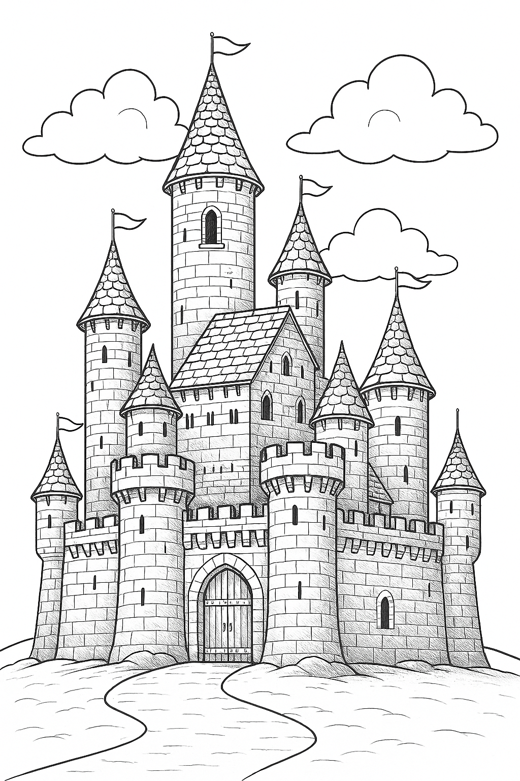 castelo medieval para colorir