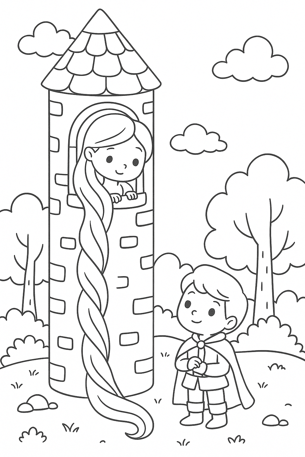 desenho da rapunzel para colorir