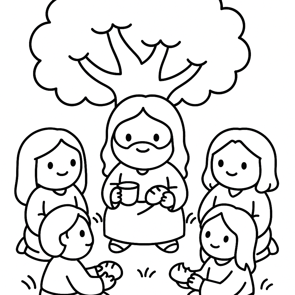Desenho de Jesus estilo fofo para colorir