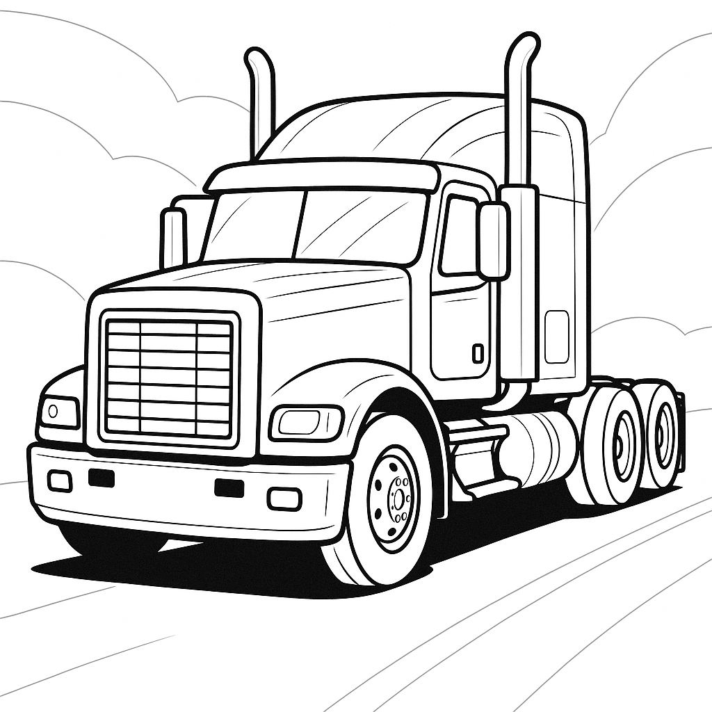 desenho de caminhão realista para colorir
