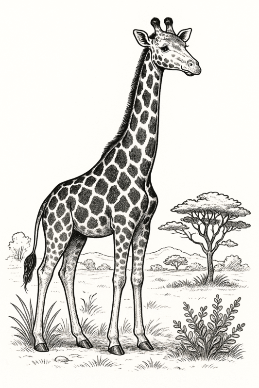 girafa para colorir