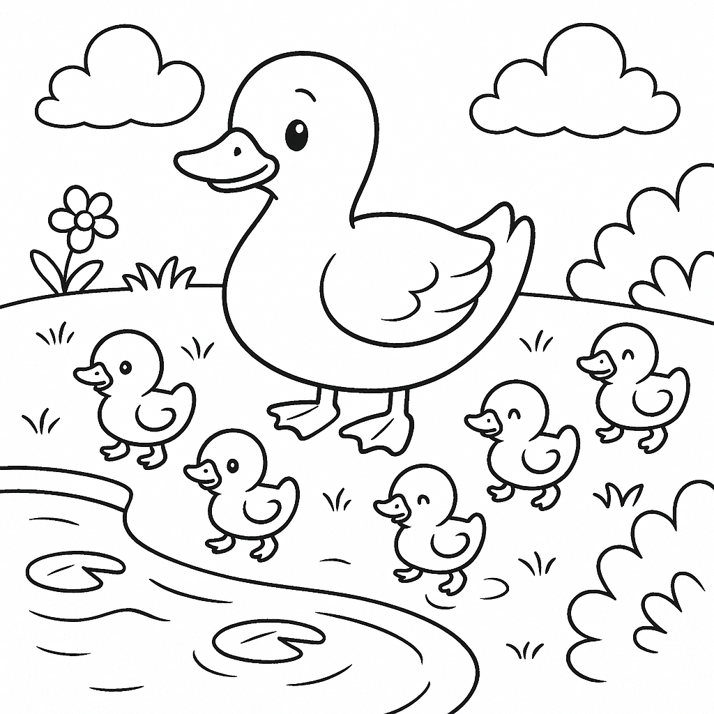 5 patinhos para colorir