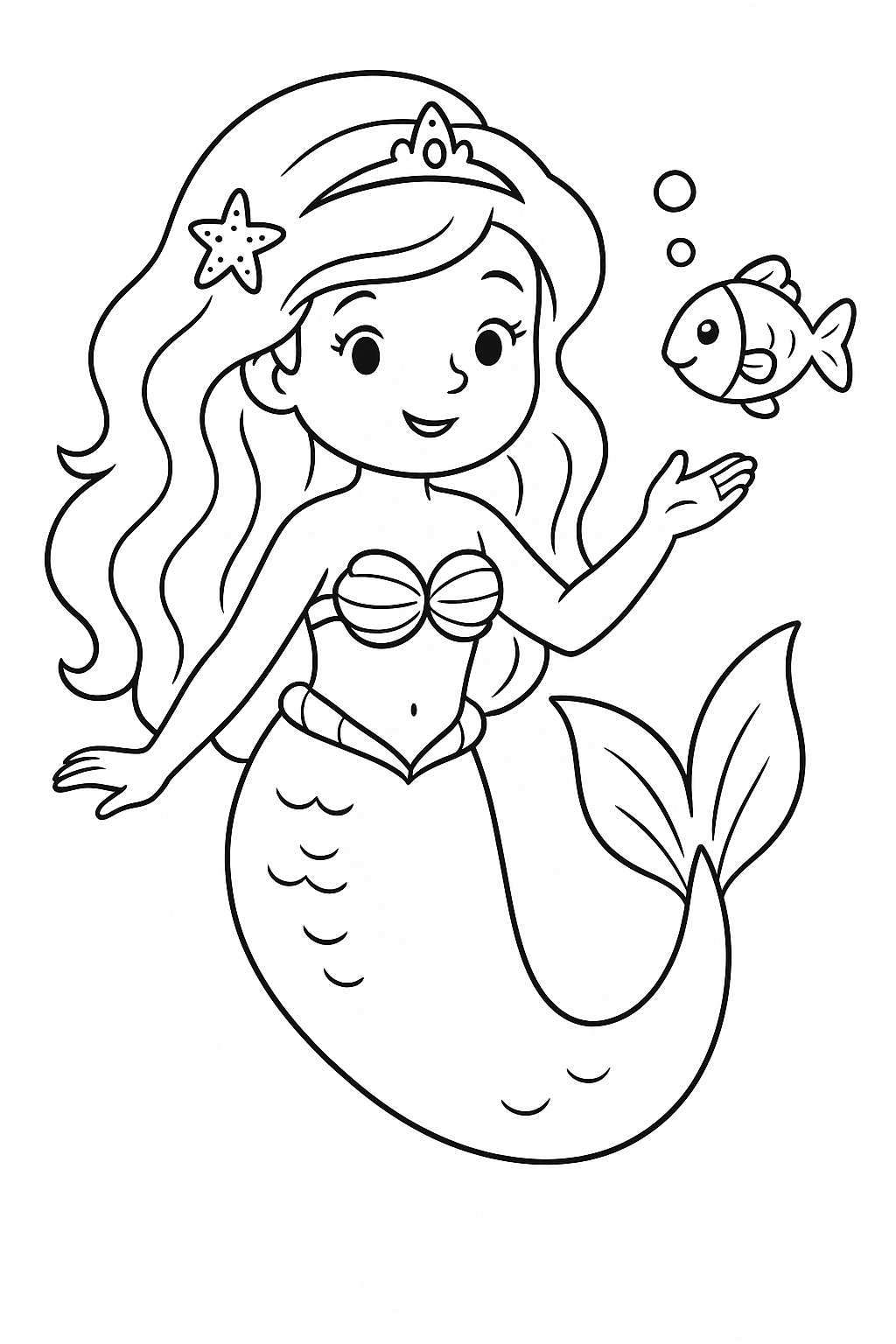 pequena sereia para colorir