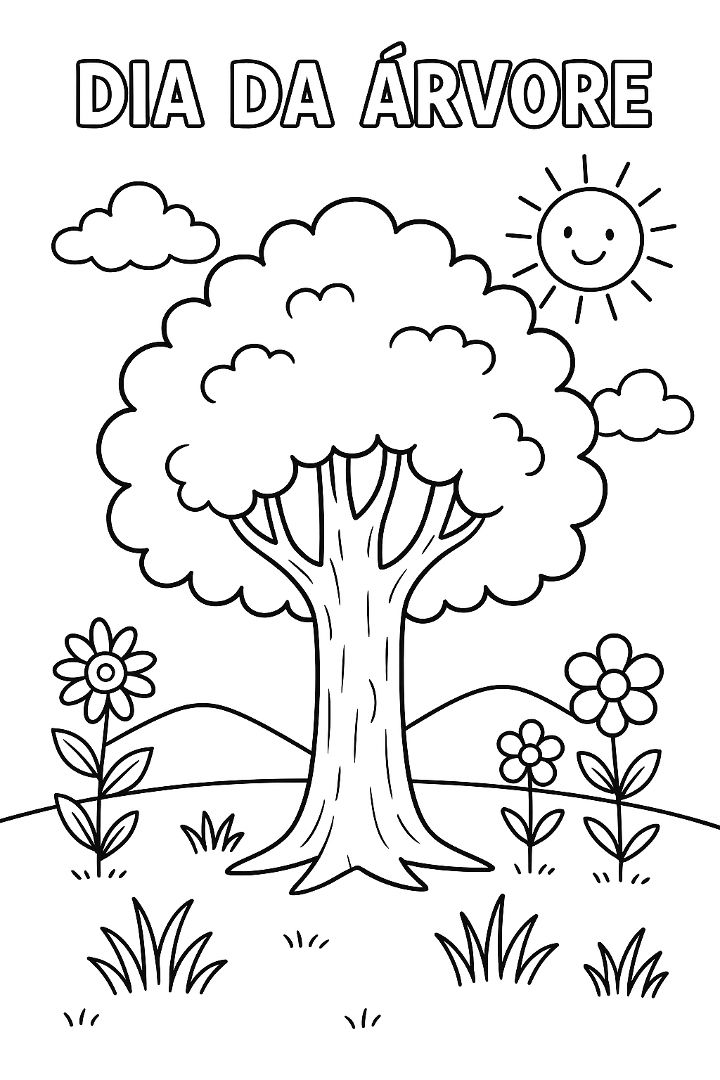 dia da árvore para colorir