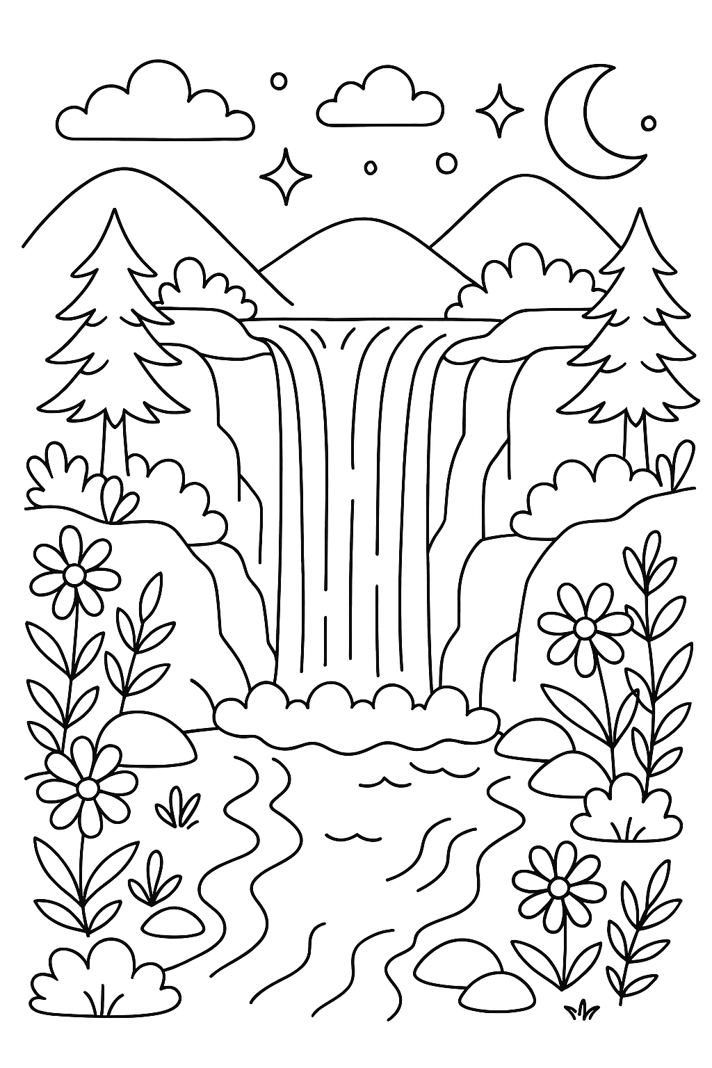 cachoeira para colorir