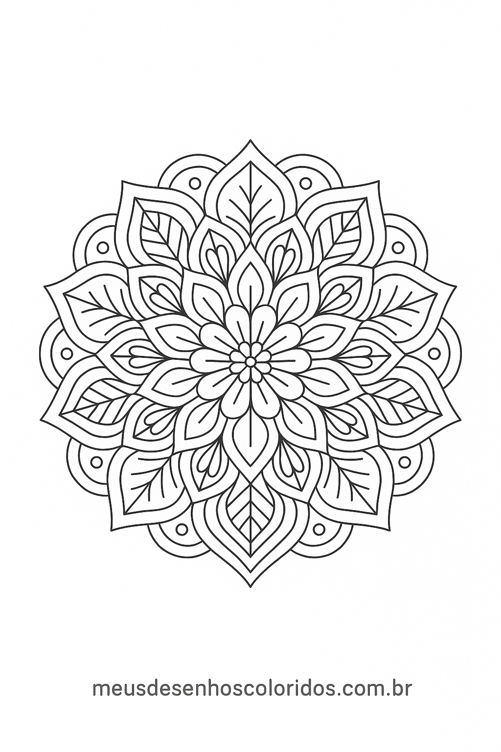 Mandala para imprimir grátis – mandala bonita para colorir com traços finos e fundo branco, pronta para impressão em A4