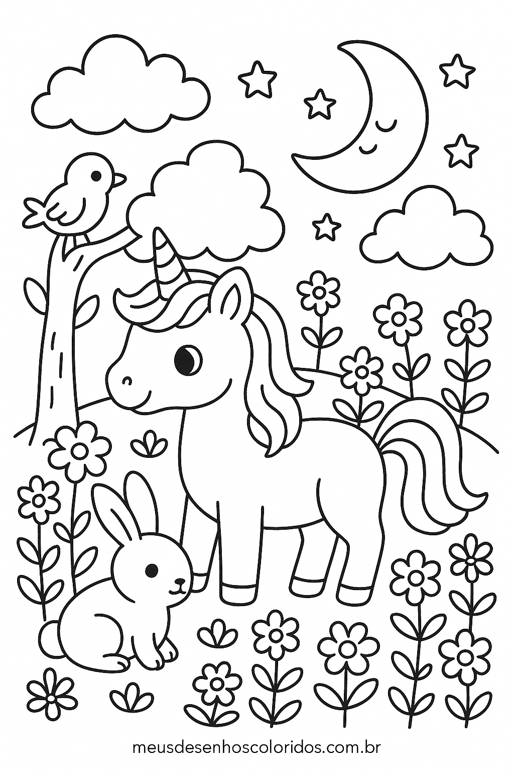 desenho de unicórnio fofo