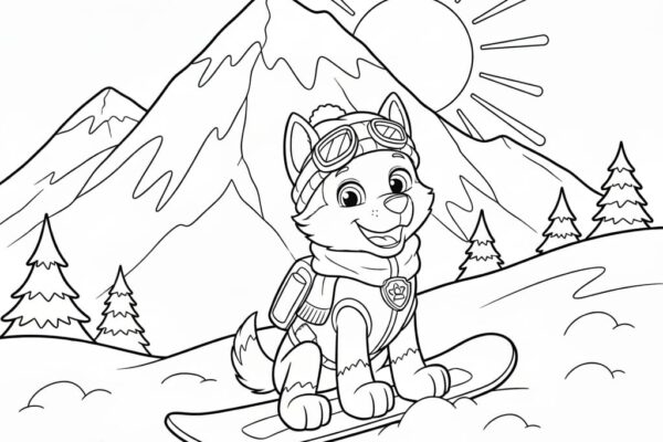 Desenho da Everest para colorir - Patrulha Canina