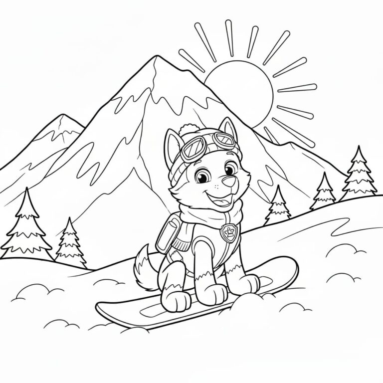 Desenho da Everest para colorir - Patrulha Canina