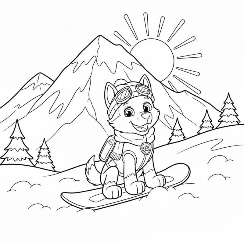 Desenho da Everest para colorir - Patrulha Canina