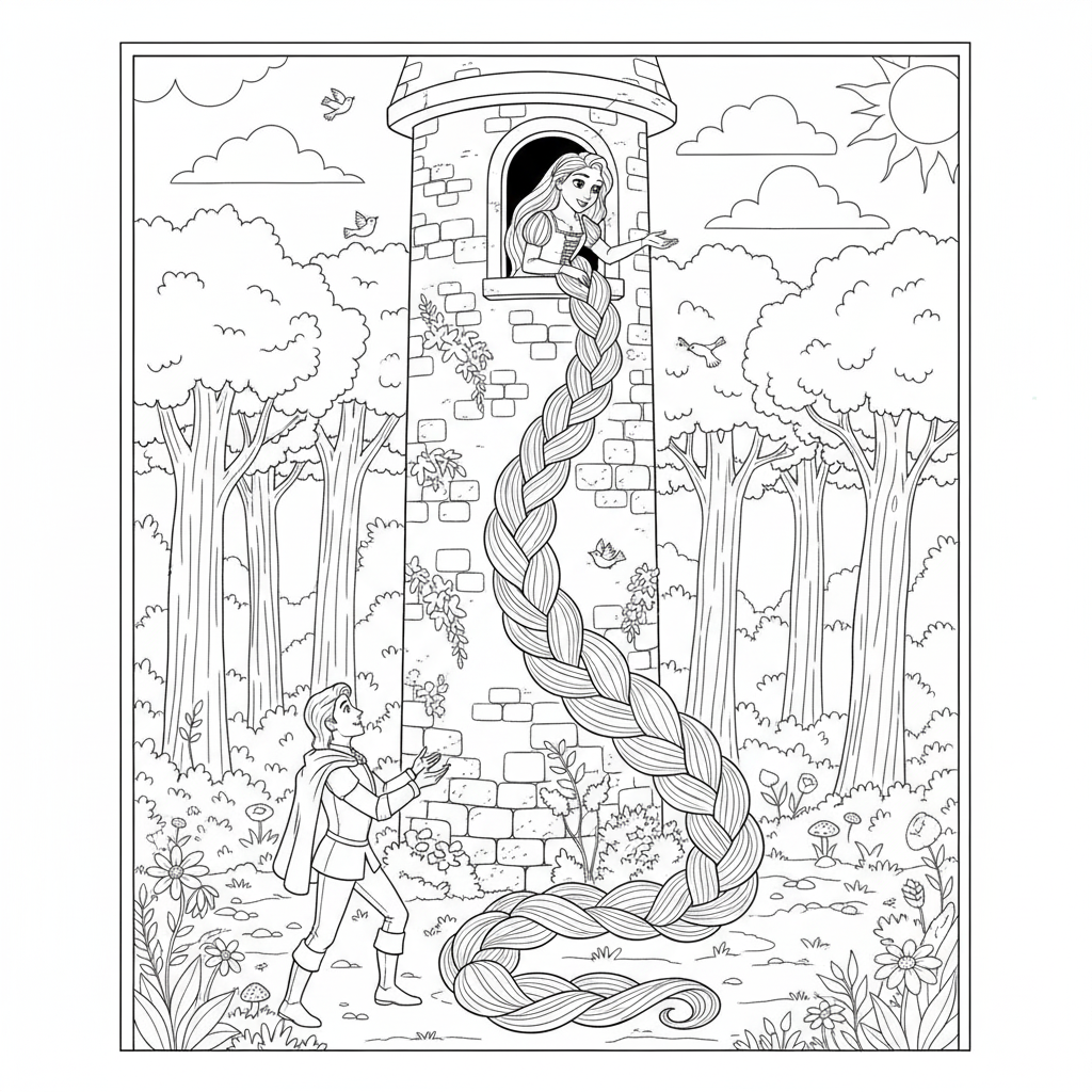desenho da rapunzel para colorir