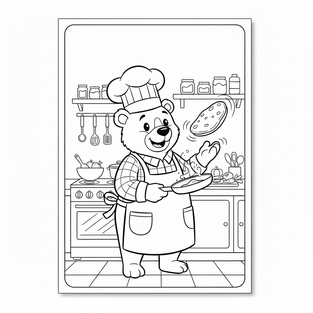ursinho cozinheiro para colorir