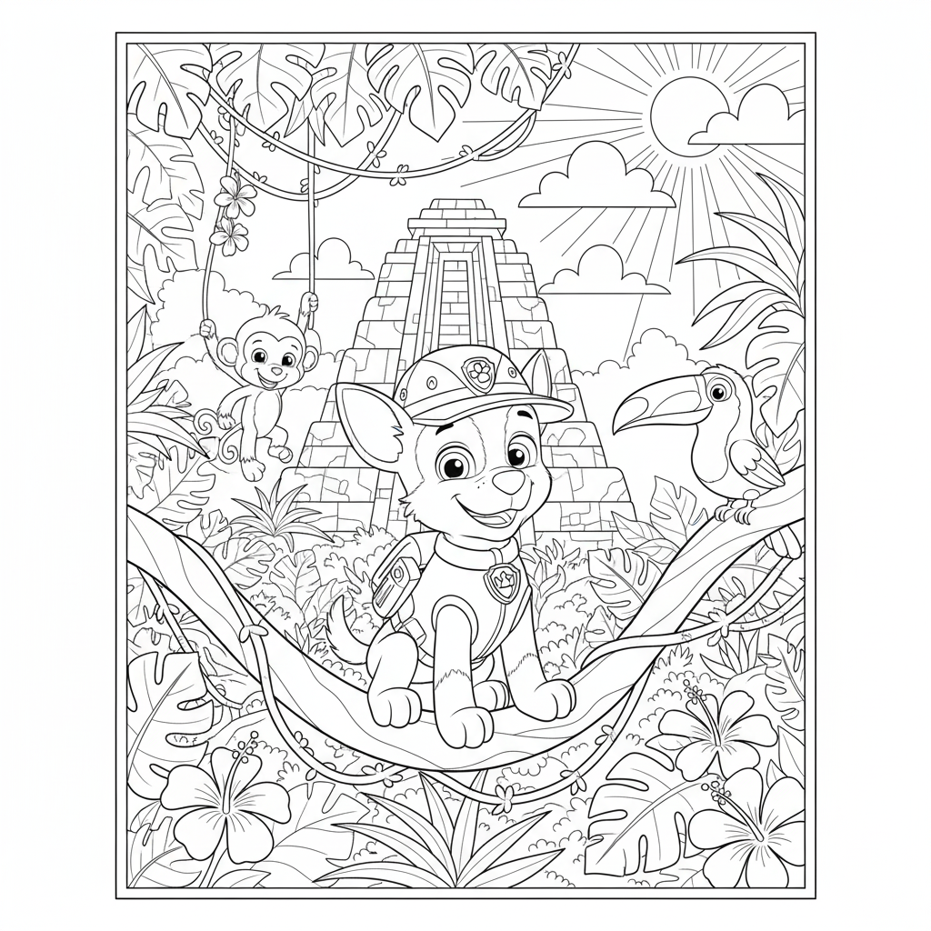 Desenho do Tracker para colorir - Patrulha Canina