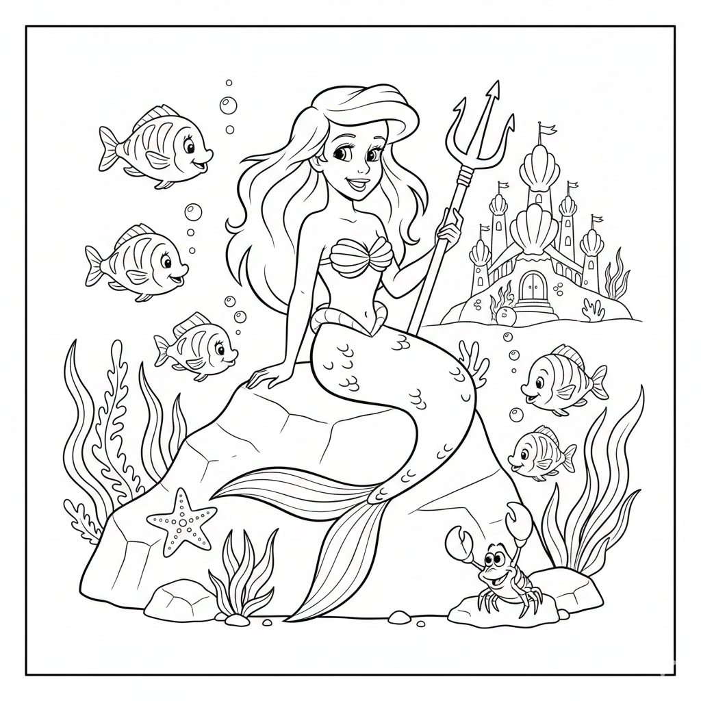 desenho da pequena sereia para colorir