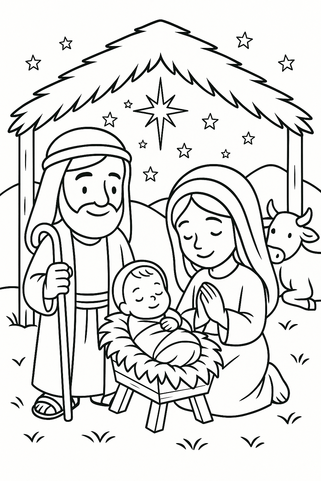 desenho de presépio de natal para colorir