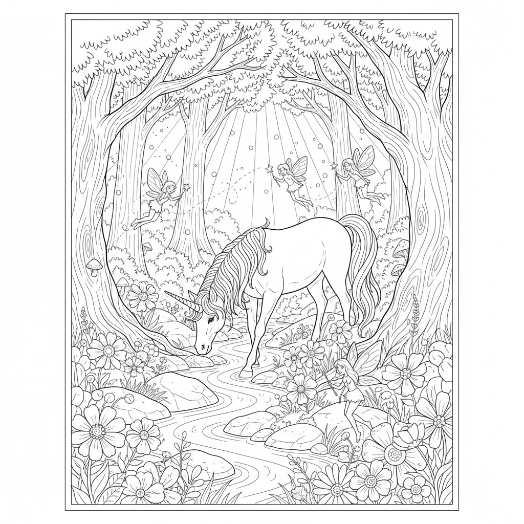 desenho de unicórnio encantado para colorir