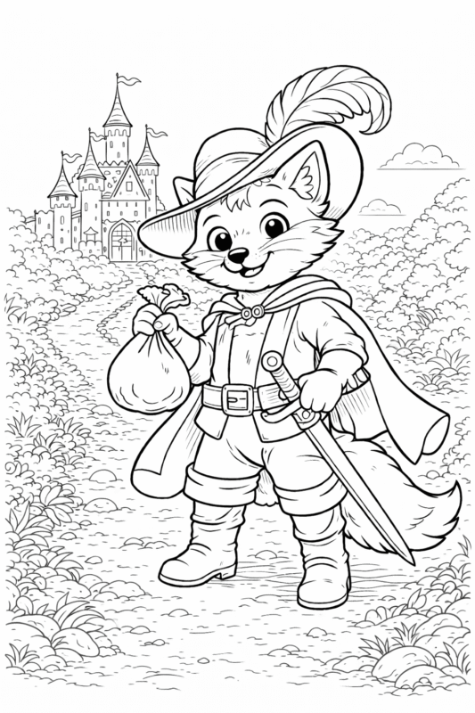 desenho do gato de botas para colorir