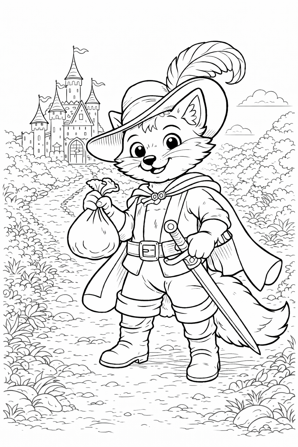 desenho do gato de botas para colorir