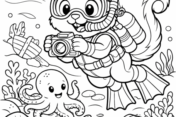 esquilo mergulhador para colorir