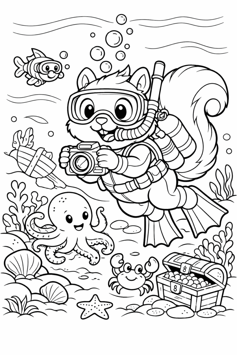 esquilo mergulhador para colorir