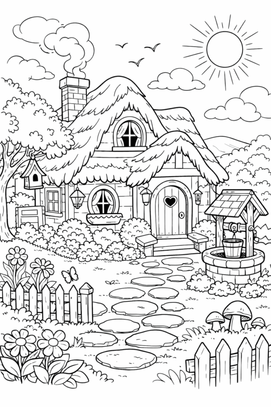 Casinha aconchegante para colorir