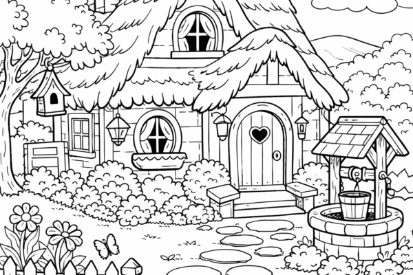 Casinha aconchegante para colorir