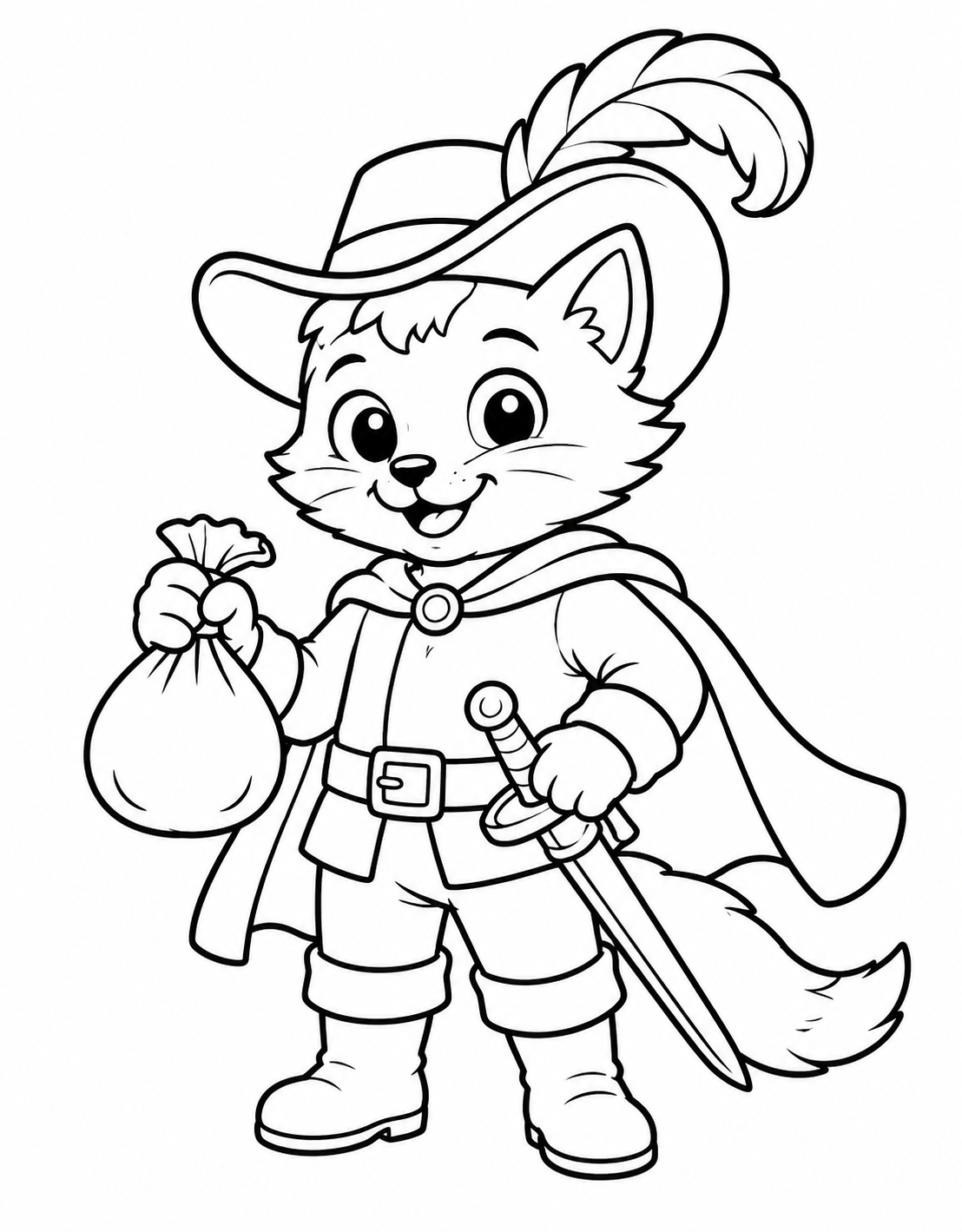 gato de botas para colorir
