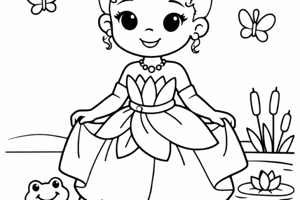 desenho a princesa e o sapo para colorir