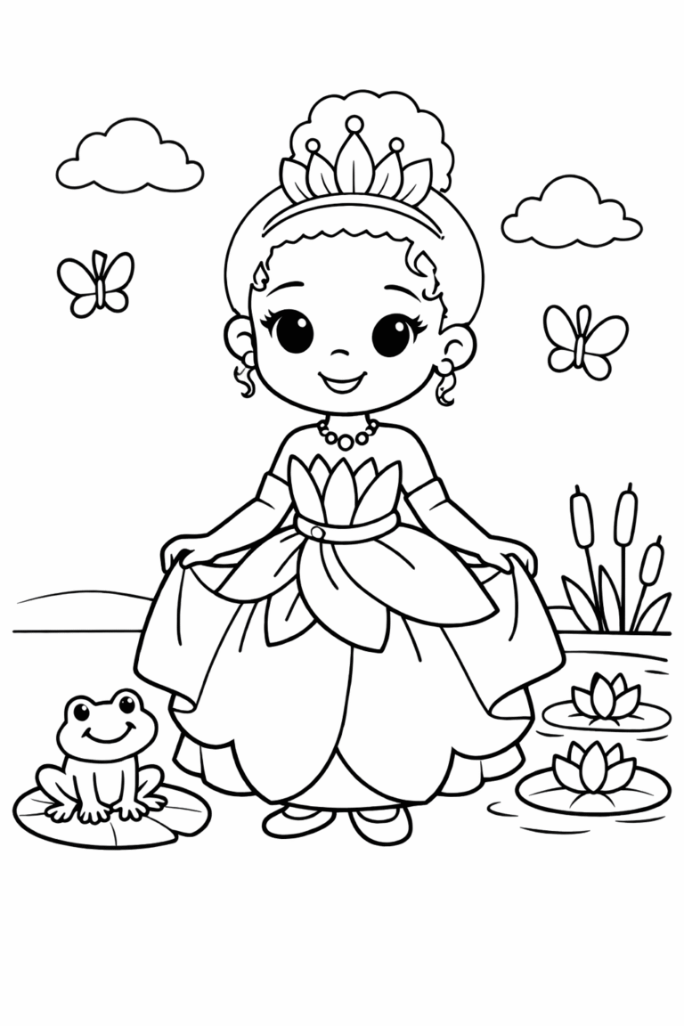 desenho a princesa e o sapo para colorir
