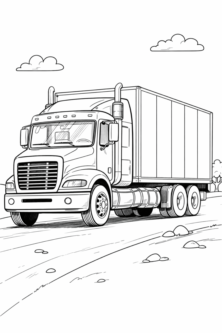 desenho de caminhao realista para colorir