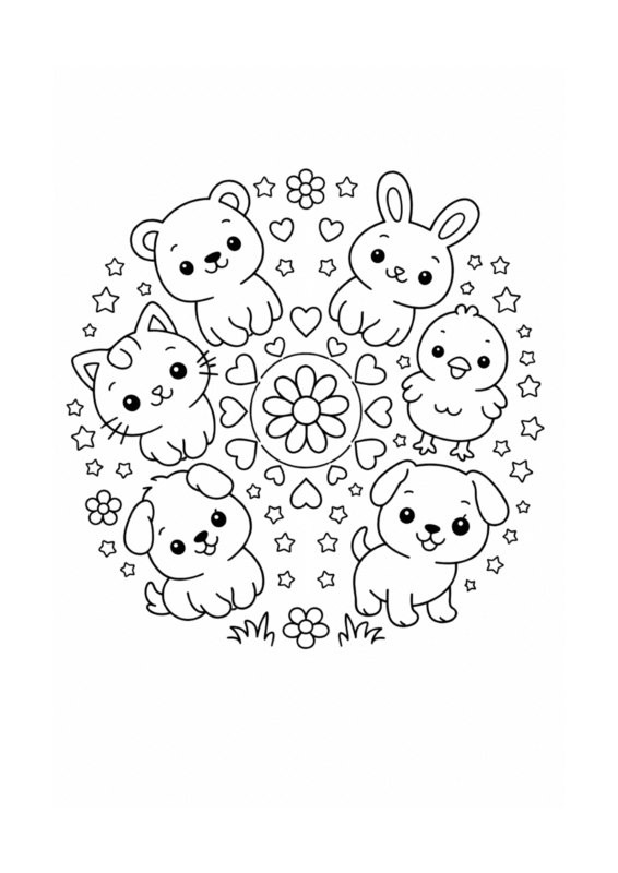 desenho de mandala de bichinhos para colorir