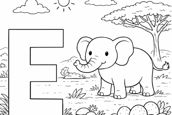 letra E para colorir