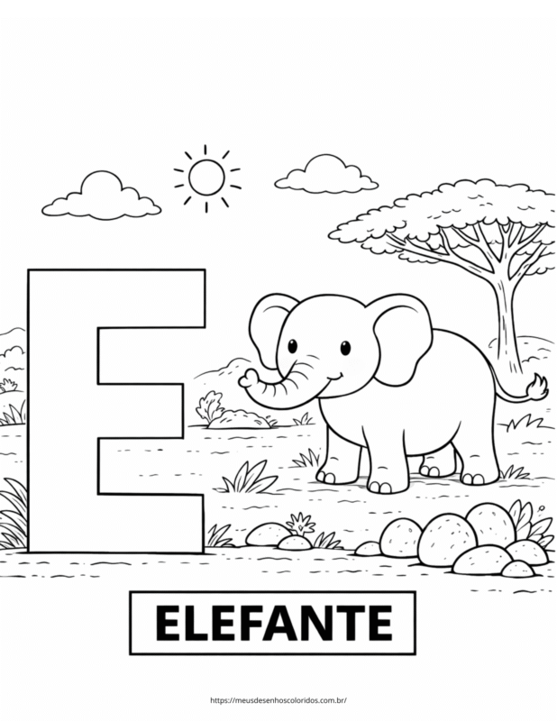 letra E para colorir