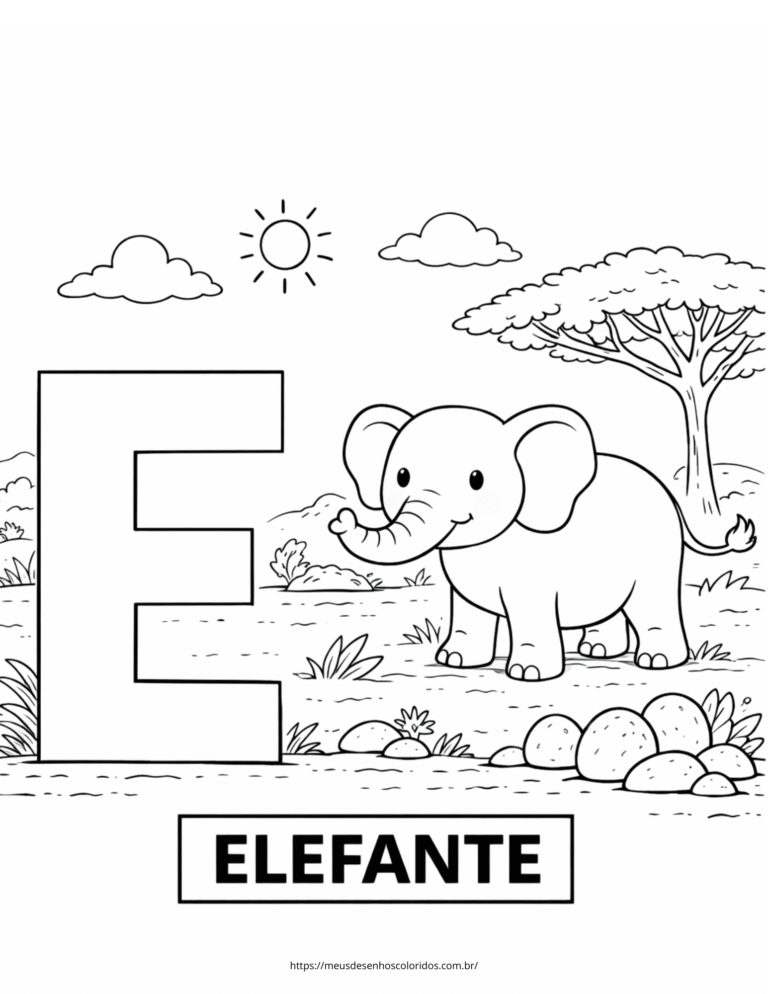 letra E para colorir