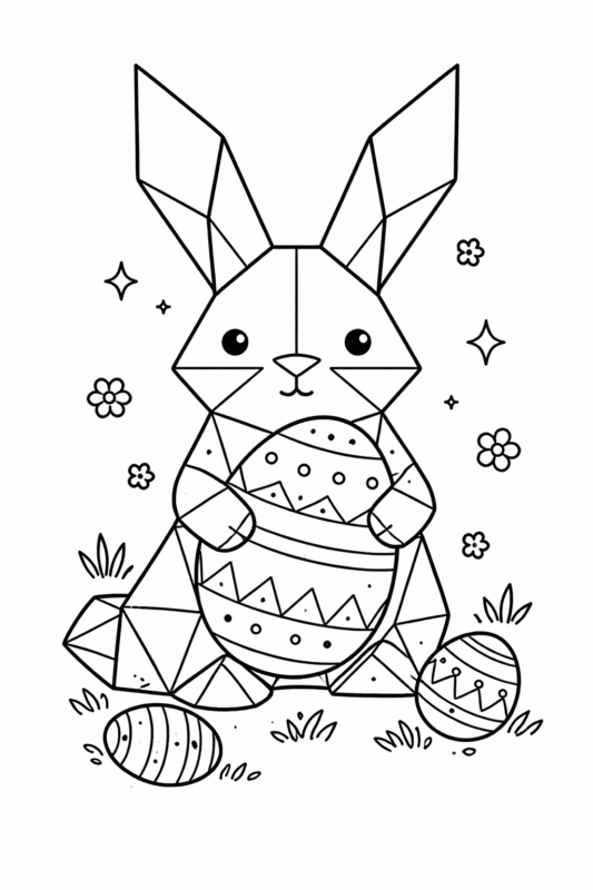 Desenho de coelho da páscoa geométrico para colorir