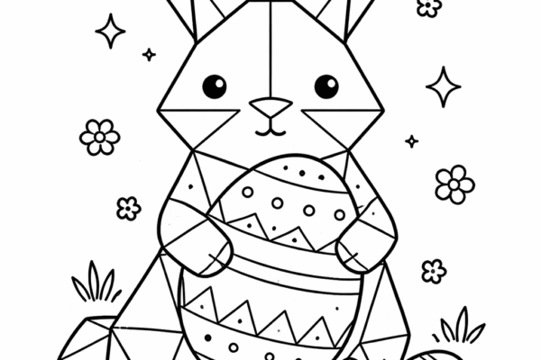 Desenho de coelho da páscoa geométrico para colorir