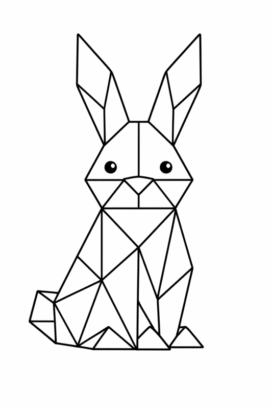 desenho de coelho geométrico para colorir
