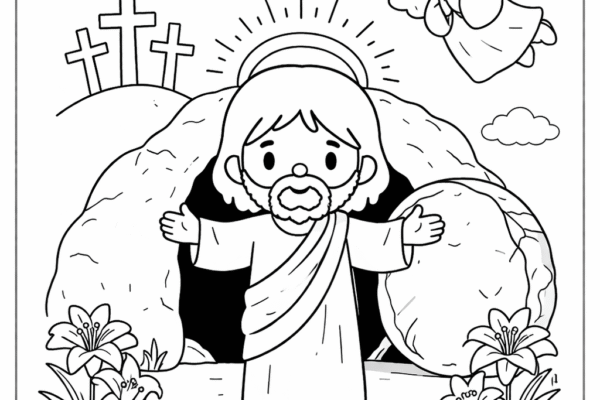 desenho religioso de Páscoa para colorir