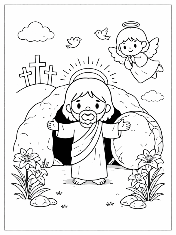 desenho religioso de Páscoa para colorir