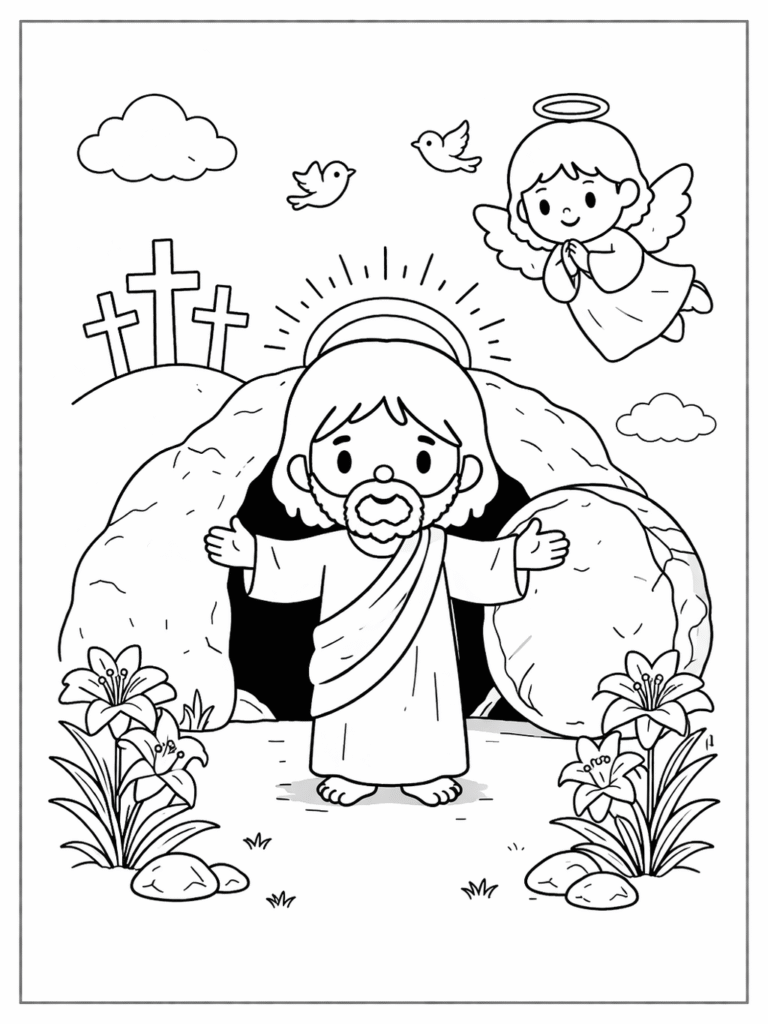 desenho religioso de Páscoa para colorir