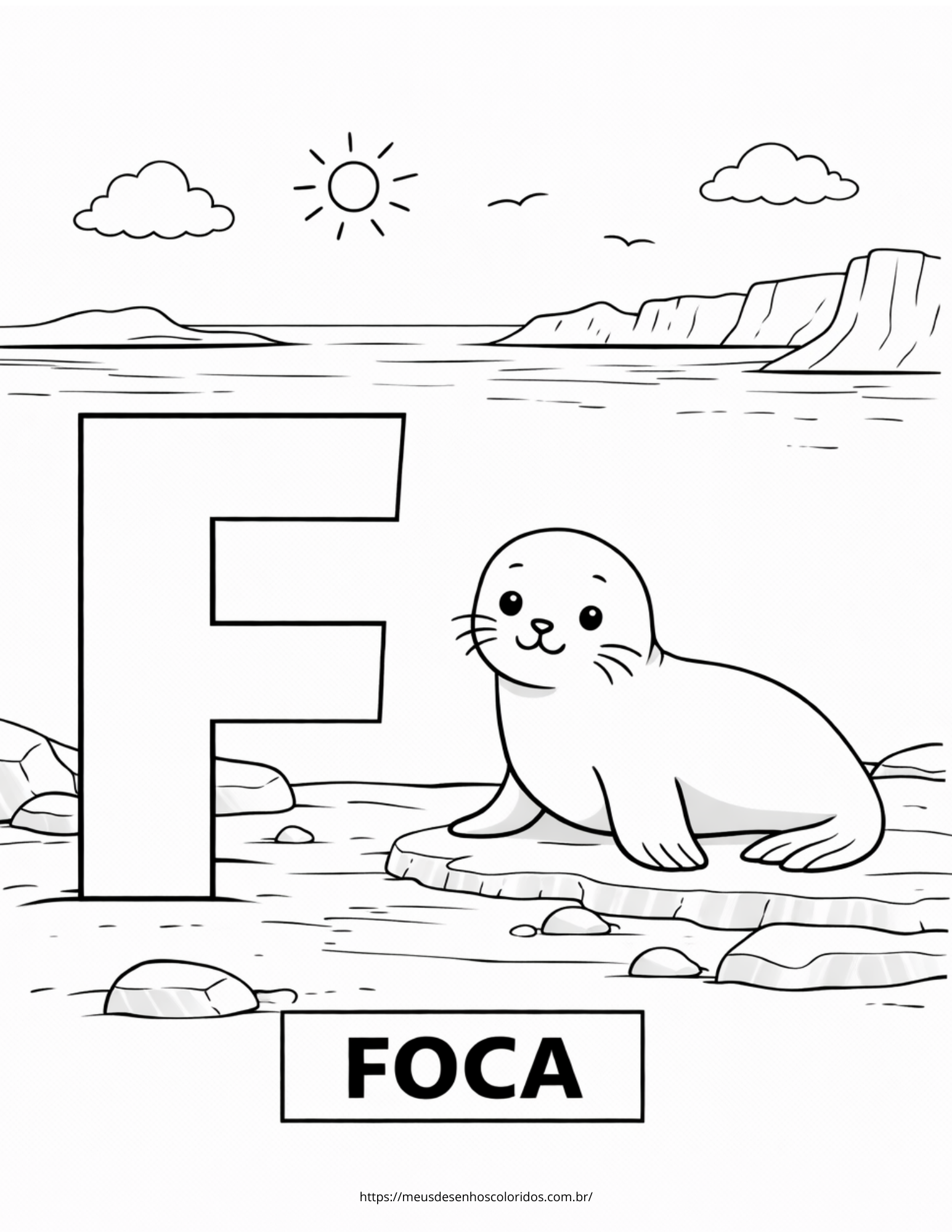 letra F para colorir