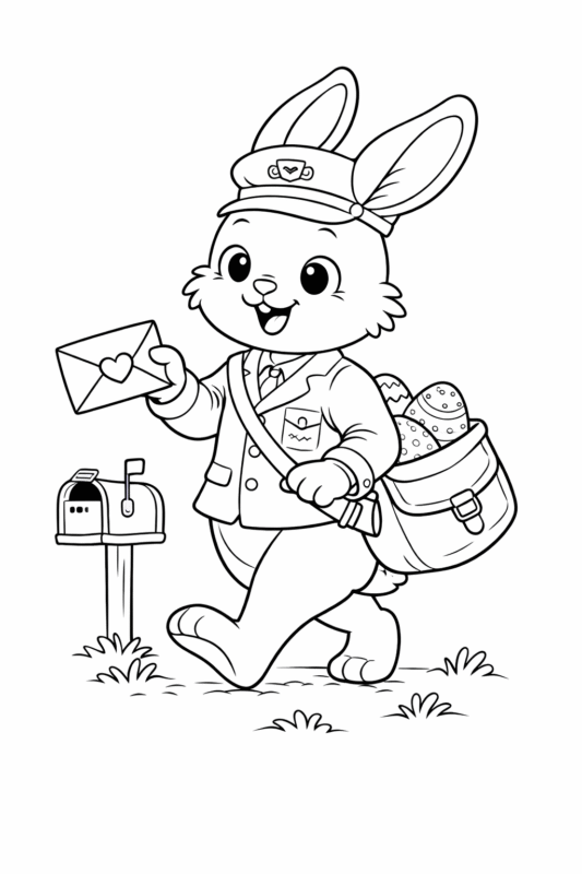 desenho de coelhinho da páscoa aviador distribuindo ovos para colorir